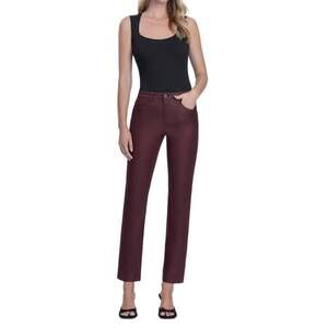 NEW VERVET BY FLYING MONKEY coated straight leg jeans in winery